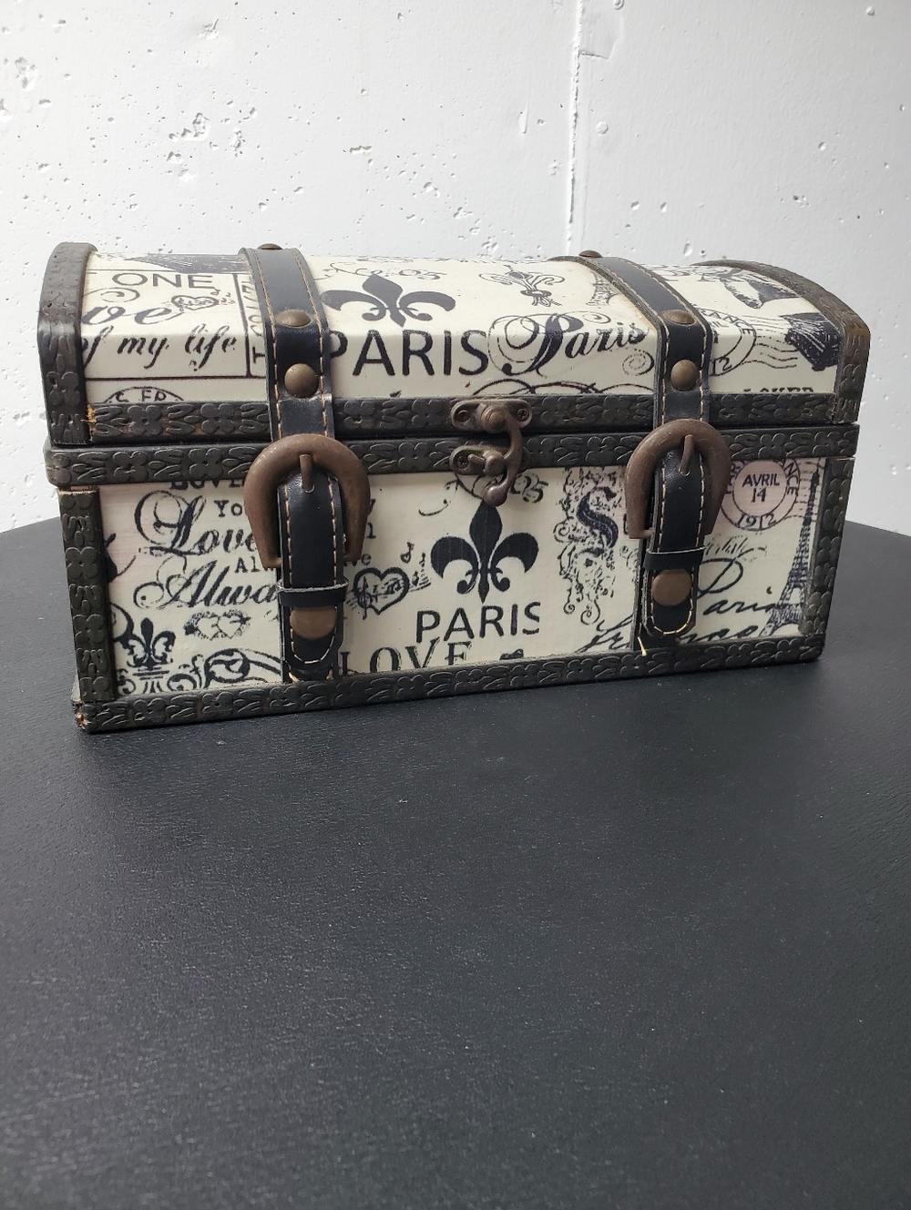 Paris Print Decorative Trinket Box - Black & Cream